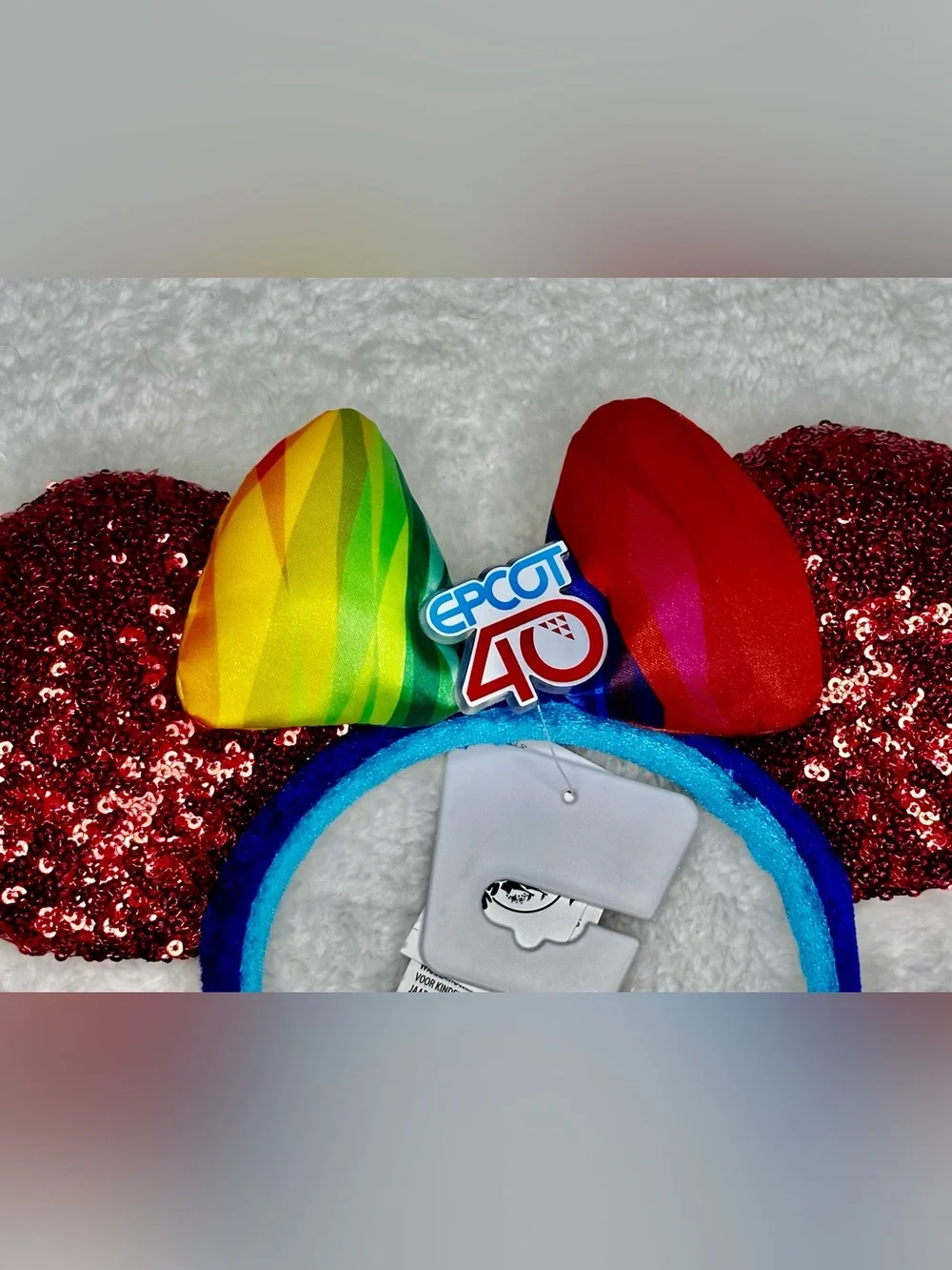 Disney Epcot 40th Anniversary Minnie Mouse Ears Sequin Headband New with Tags